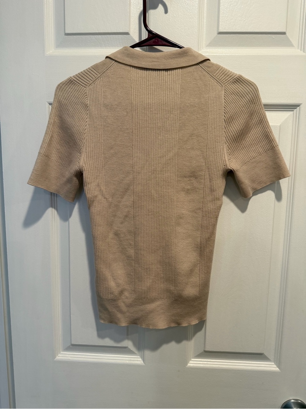 J. Crew Tan Short-Sleeve Ribbed Polo Top - Picture 2 of 4